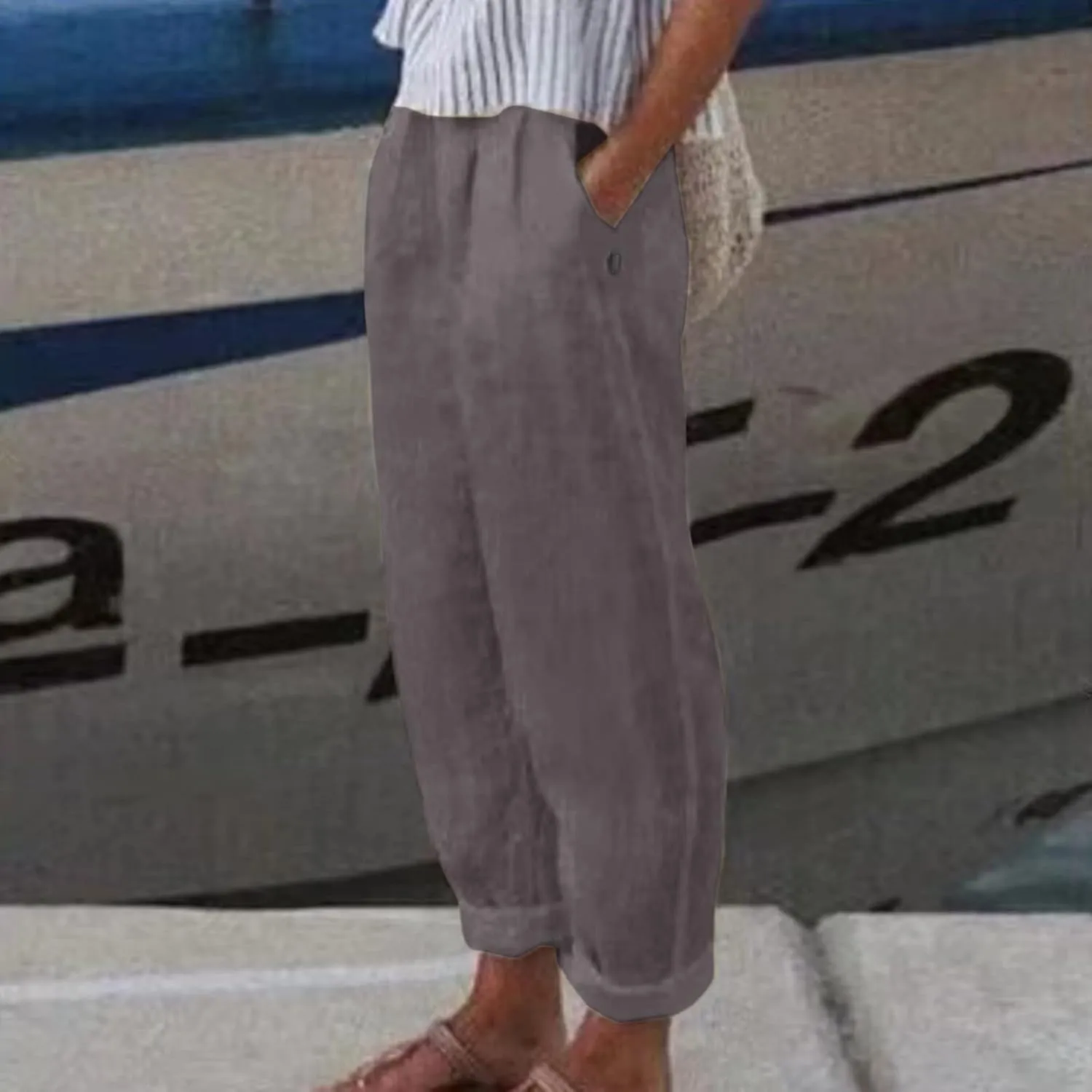 Women High Waisted Wide Leg Pants Fashion Drawstring Elastic Trousers Comfy Straight Leg Long Pants with 2XL Pant