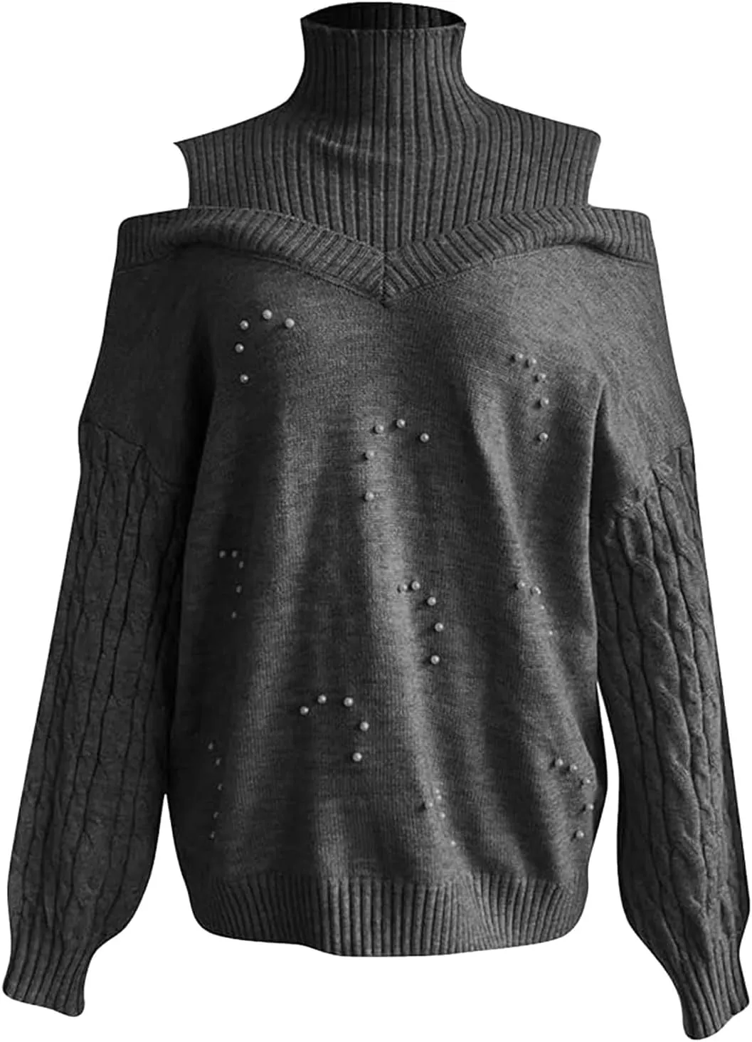 Women's Oversized Turtleneck Long Sleeve Fuzzy Knit Casual Chunky Warm 2024 Fall Pullover Pullover Sweaters for