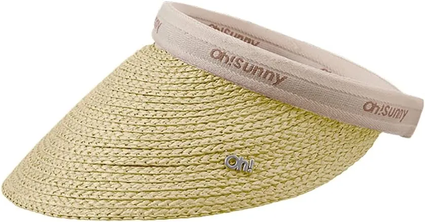 Women's Straw Sun Visor Hat UPF 50  Anti-UV Protection Summer Ponytail Beach Hat Wide Brim Foldable Sun Cap YLH3M305