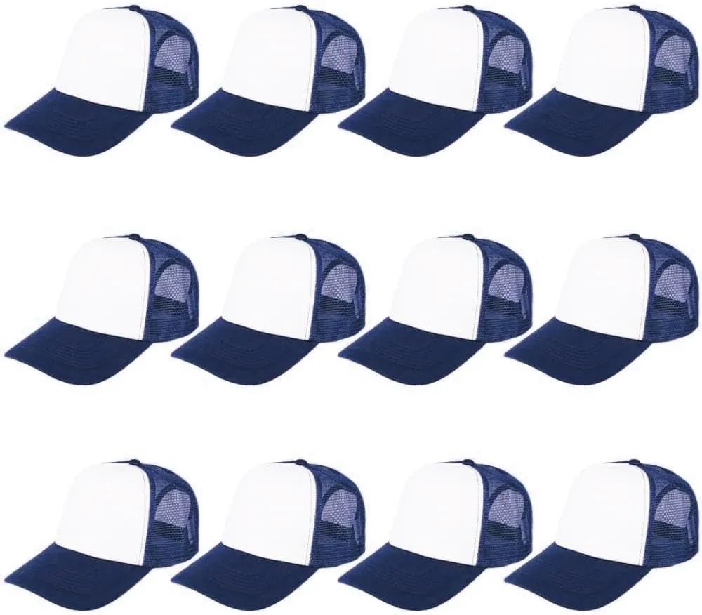 ZH 12 Pcs Sublimation Trucker Hats Blank Mesh Baseball Cap Polyester Bulk Mesh Trucker Hat for Men and Women