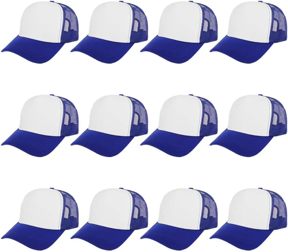 ZH 12 Pcs Sublimation Trucker Hats Blank Mesh Baseball Cap Polyester Bulk Mesh Trucker Hat for Men and Women