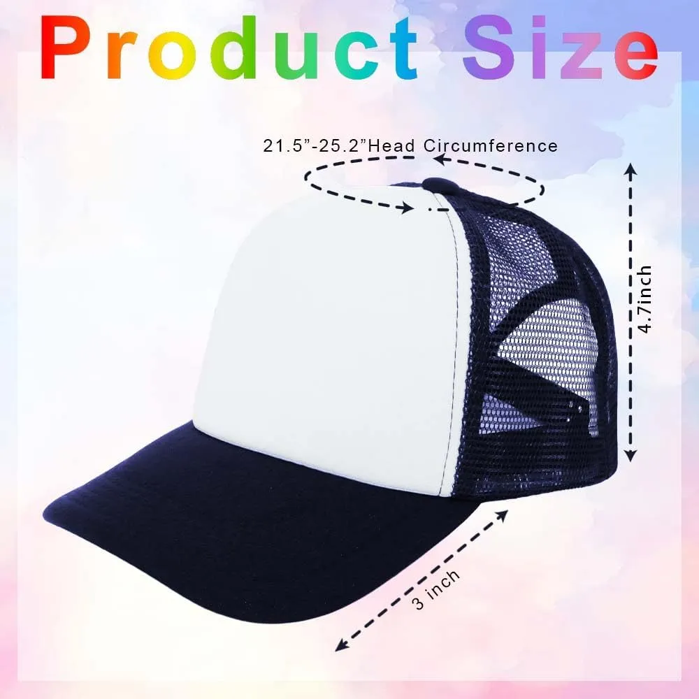ZH 12 Pcs Sublimation Trucker Hats Blank Mesh Baseball Cap Polyester Bulk Mesh Trucker Hat for Men and Women