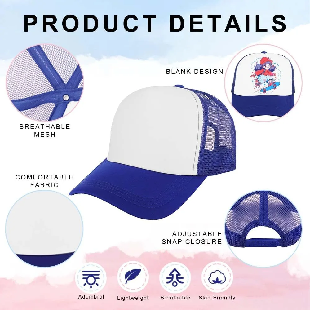 ZH 12 Pcs Sublimation Trucker Hats Blank Mesh Baseball Cap Polyester Bulk Mesh Trucker Hat for Men and Women