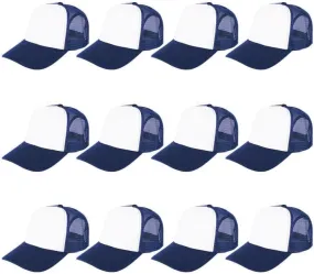 ZH 12 Pcs Sublimation Trucker Hats Blank Mesh Baseball Cap Polyester Bulk Mesh Trucker Hat for Men and Women