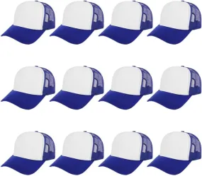 ZH 12 Pcs Sublimation Trucker Hats Blank Mesh Baseball Cap Polyester Bulk Mesh Trucker Hat for Men and Women