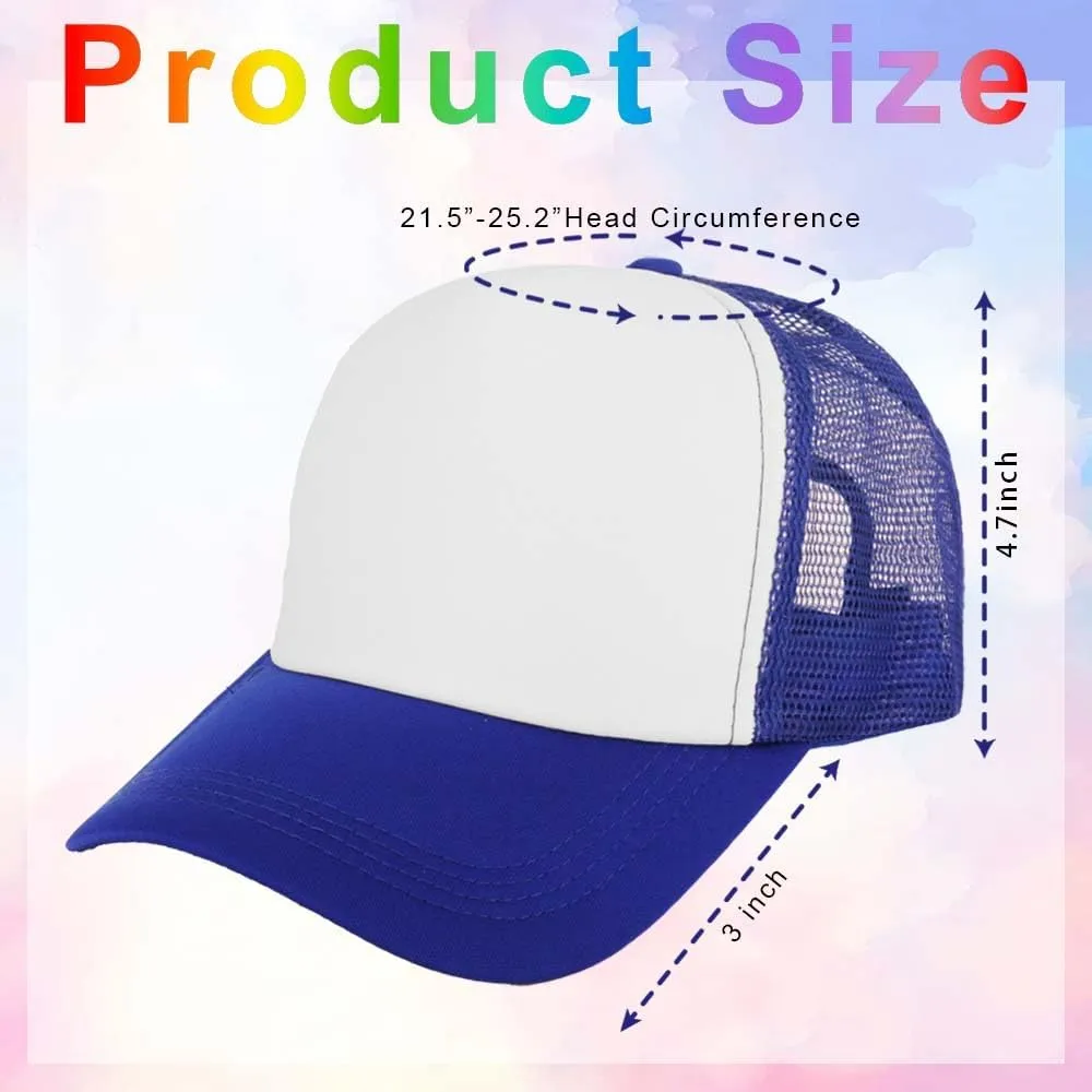 ZH 12 Pcs Sublimation Trucker Hats Blank Mesh Baseball Cap Polyester Bulk Mesh Trucker Hat for Men and Women