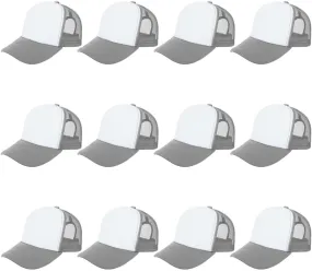 ZH 12 Pcs Sublimation Trucker Hats Blank Mesh Baseball Cap Polyester Bulk Mesh Trucker Hat for Men and Women